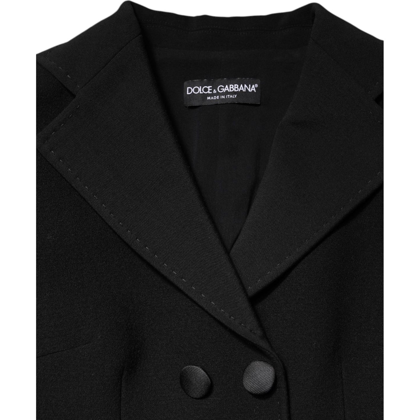 Dolce & Gabbana Black Wool Double Breasted Coat Jacket 1728,67345645728,Black,Clothing,Dolce & Gabbana,IT38 | XS,IT40|S,IT42|M,IT44 | L,Jackets & Coats - Women - Clothing,Material: 86% Virgin Wool 9% Nylon 5% Elastane,New with tags,Women,Women - Clothing