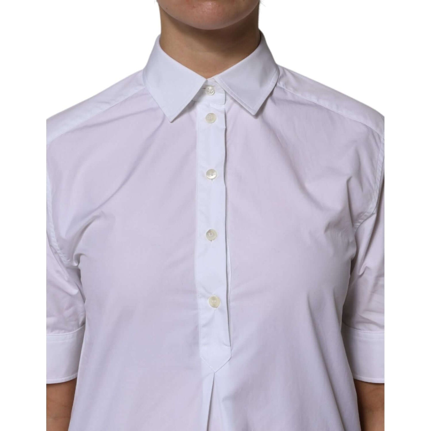 Dolce & Gabbana White Cotton Short Sleeves Collared Polo Top TSH878624-38