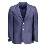 Gant Blue Linen Men Jacket GA-37677-IT48 | M