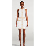 Balmain White Viscose Women Dress with Faux Gold Buttons BA-15441-IT38|XS