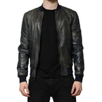 Dolce & Gabbana Black Lambskin Leather Biker Full Zip Jacket JKT41455-48