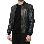 Dolce & Gabbana Black Lambskin Leather Biker Full Zip Jacket JKT41455-48