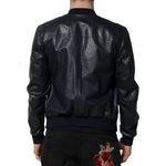 Dolce & Gabbana Black Lambskin Leather Biker Full Zip Jacket JKT41455-48