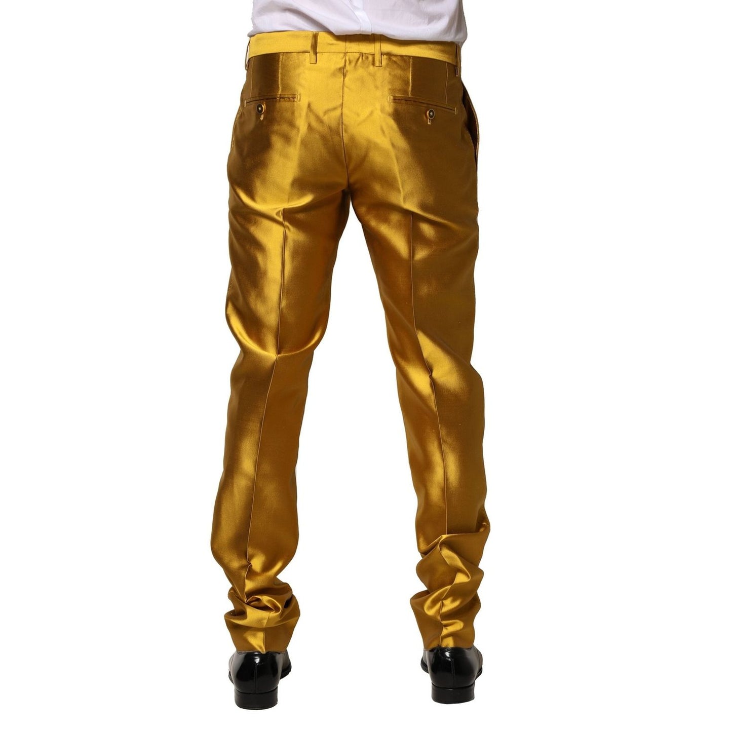 Dolce & Gabbana Yellow Silk Tapered Dress Men Pants PAN76439-50