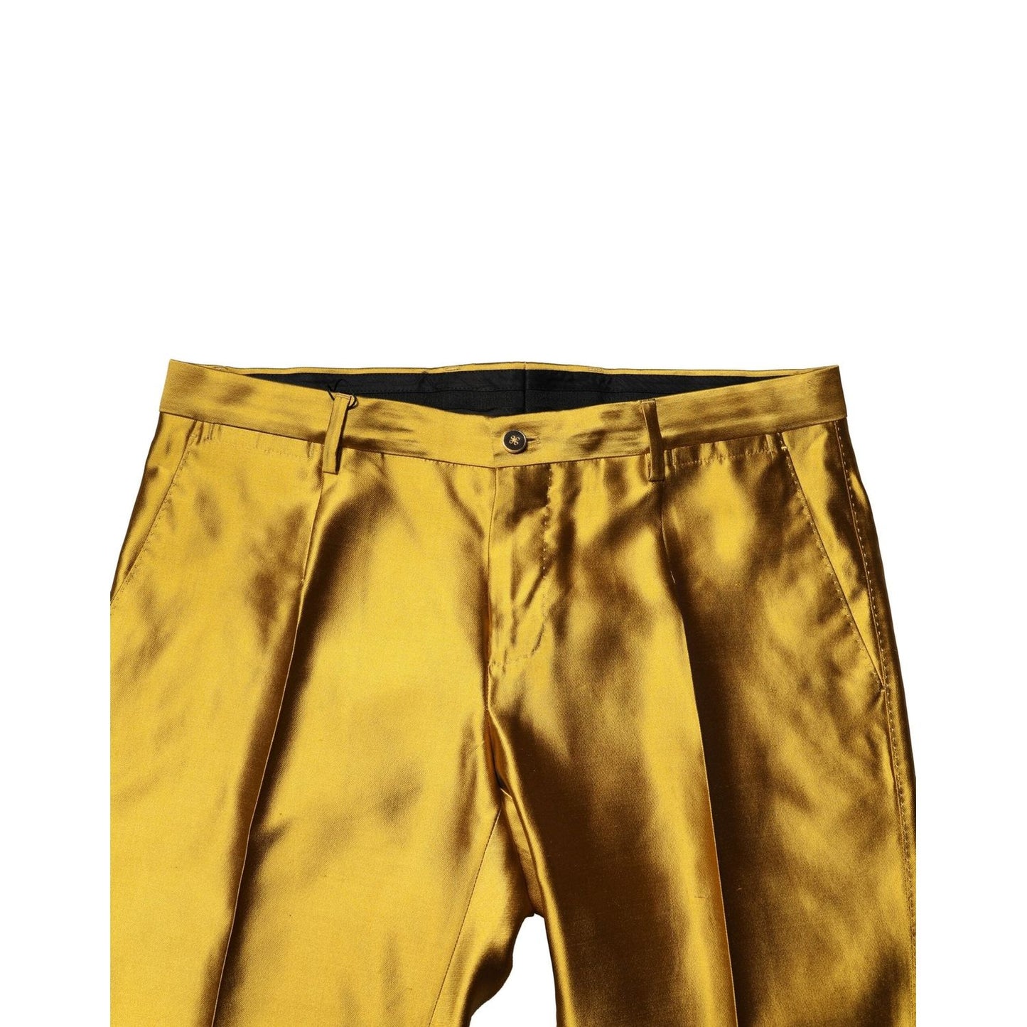 Dolce & Gabbana Yellow Silk Tapered Dress Men Pants PAN76439-50