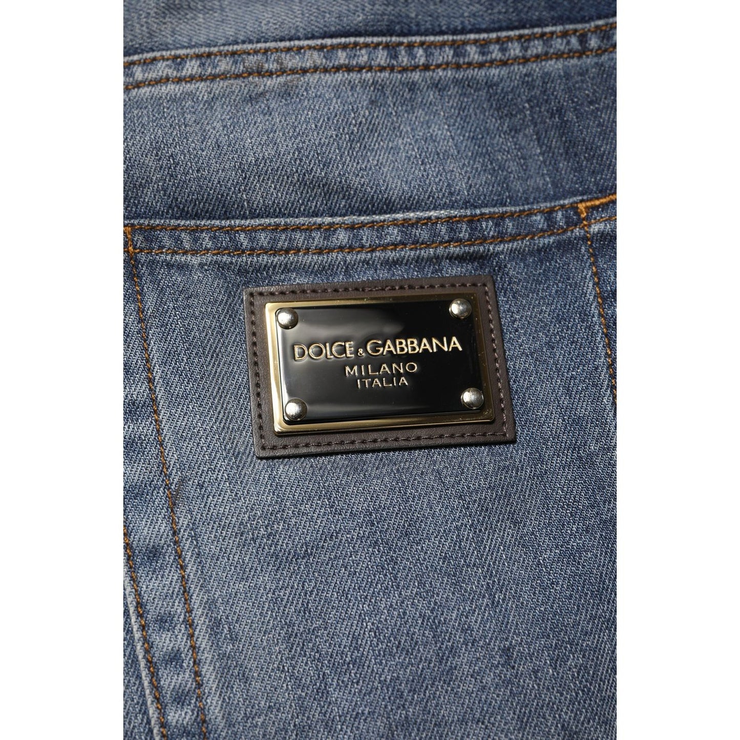 Dolce & Gabbana Blue Washed Tattered Cotton Men Jeans PAN76449-46