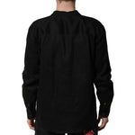 Dolce & Gabbana Black Linen Long Sleeves Men Casual Shirt TSH90680-38