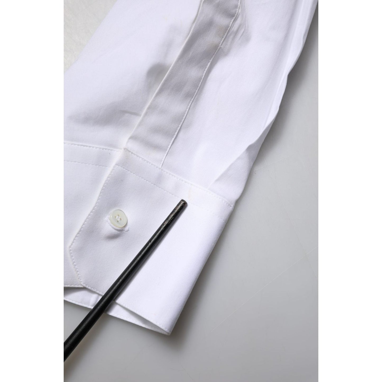 Dolce & Gabbana White Cotton Long Sleeves GOLD Formal Shirt TSH906712-43