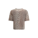 Ganni Leopard print short sleeve Sweater GA-K2500943-L