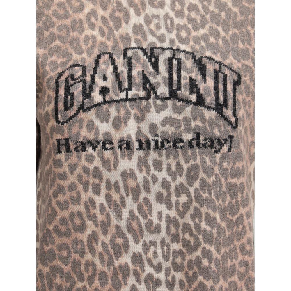 Ganni Leopard print short sleeve Sweater GA-K2500943-L