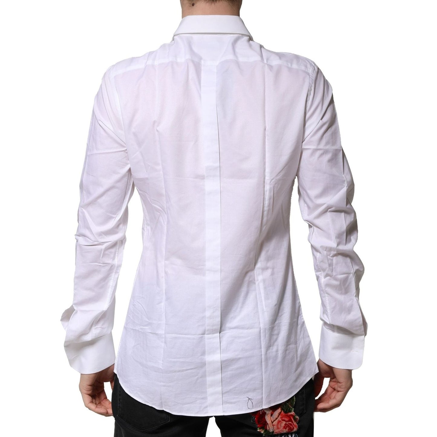Dolce & Gabbana White Bib Cotton Poplin GOLD Men Formal Shirt TSH906801-38