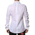 Dolce & Gabbana White Bib Cotton Poplin GOLD Men Formal Shirt TSH906801-38