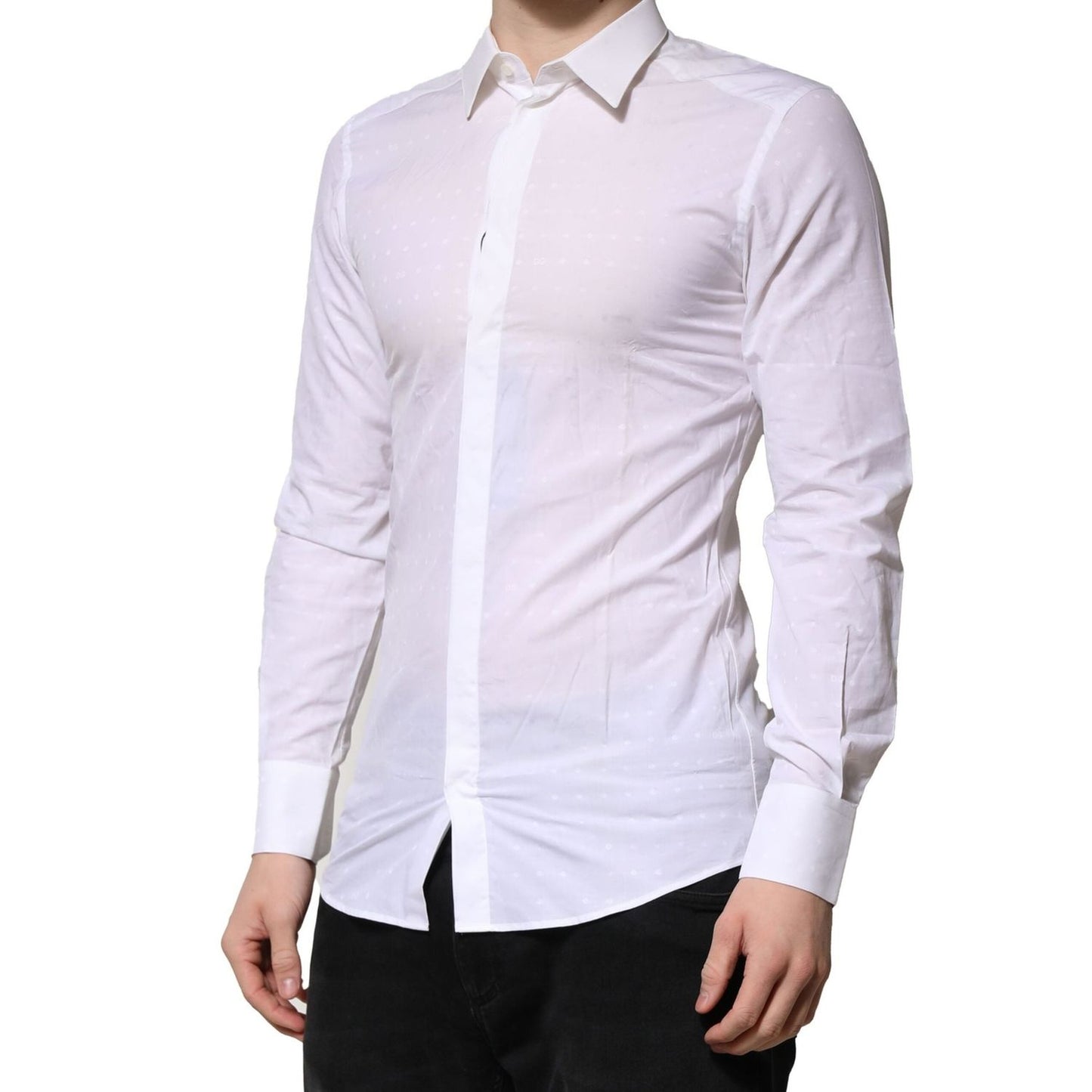 Dolce & Gabbana White GOLD Long Sleeves Dress Men Formal Shirt TSH906824-38