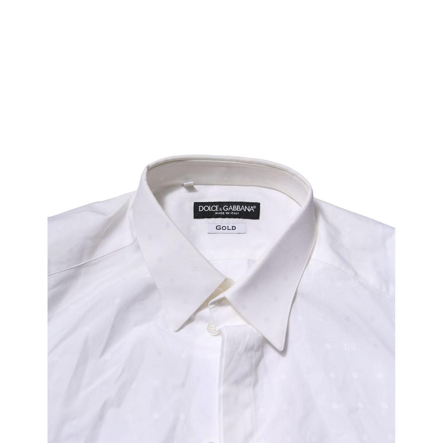 Dolce & Gabbana White GOLD Long Sleeves Dress Men Formal Shirt TSH906824-38