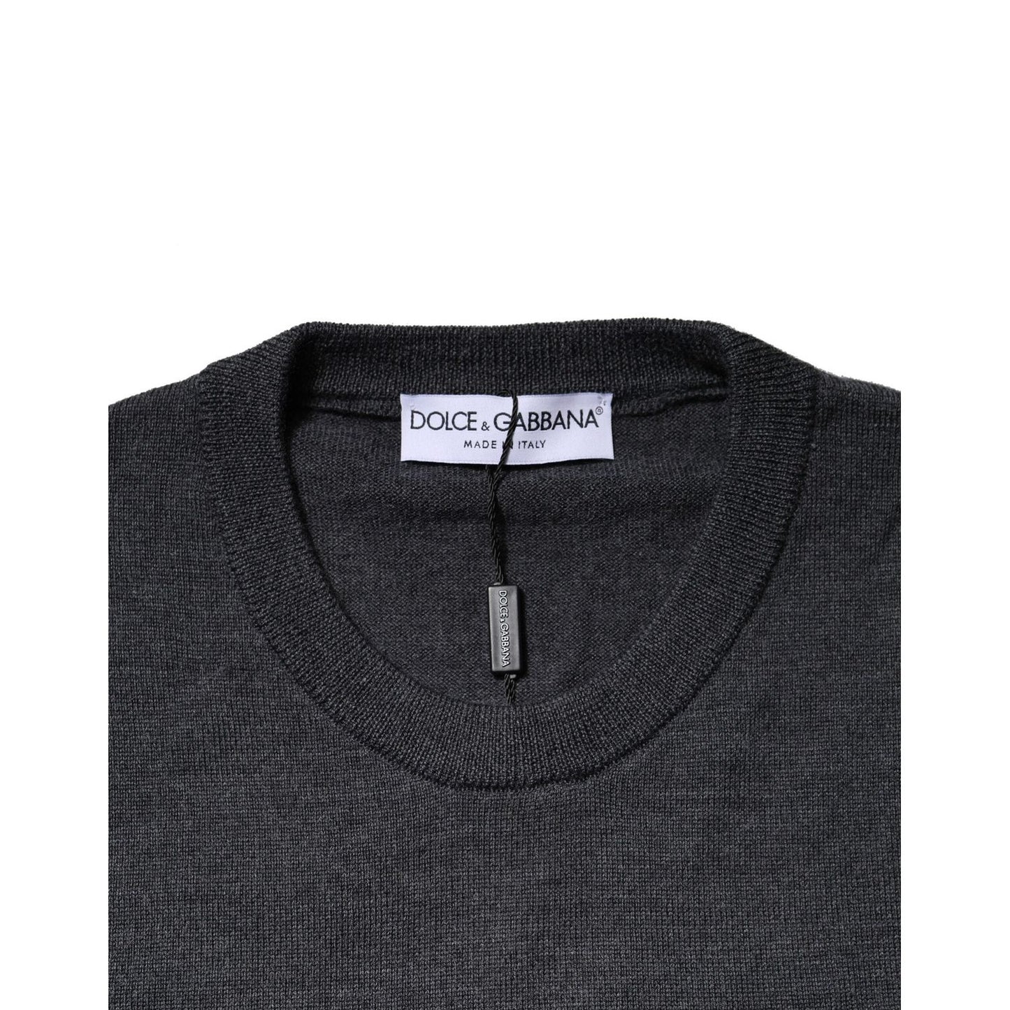 Dolce & Gabbana Dark Gray Wool Crew Neck Sweatshirt Sweater TSH90552-48
