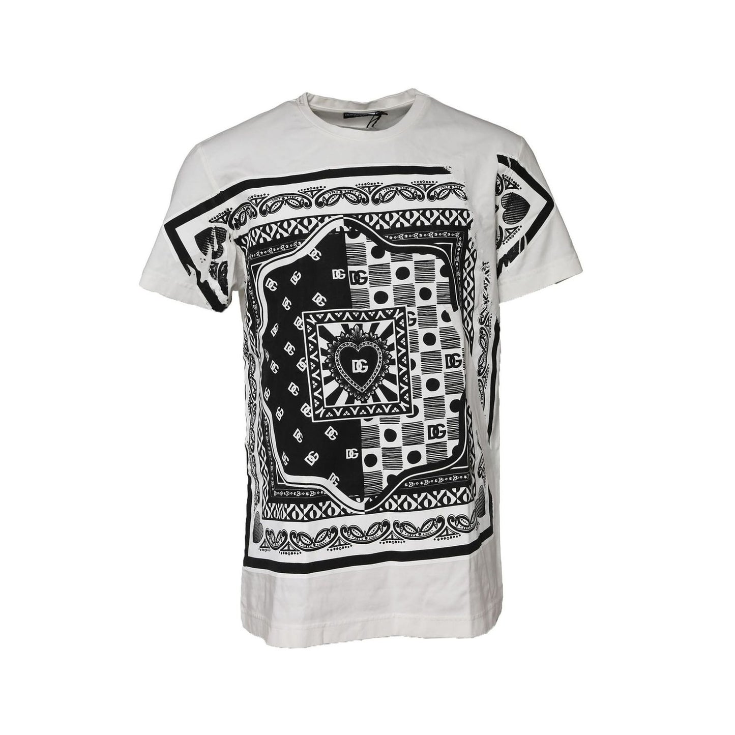 Dolce & Gabbana White Bandana Crew Neck Short Sleeves T-shirt TSH90578-46