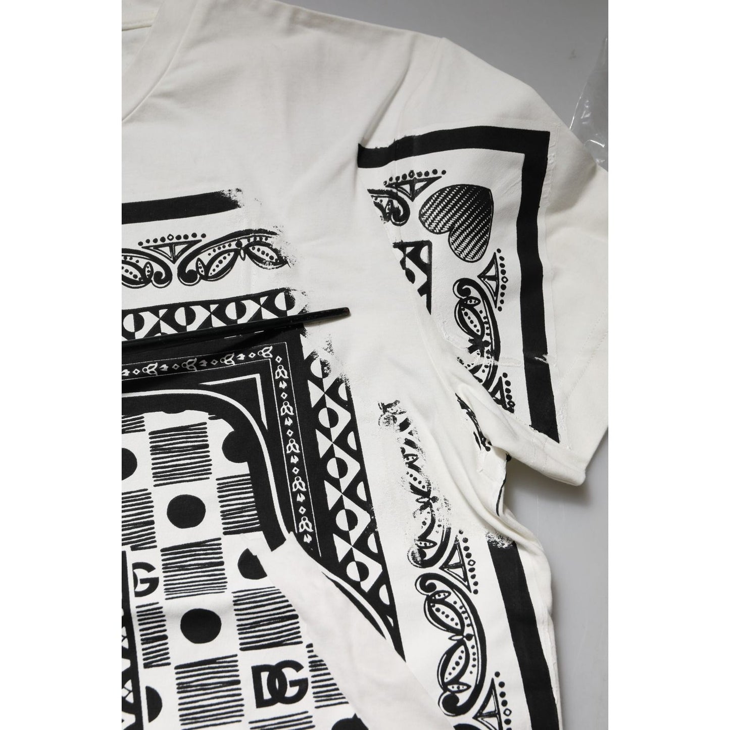 Dolce & Gabbana White Bandana Crew Neck Short Sleeves T-shirt TSH90578-46