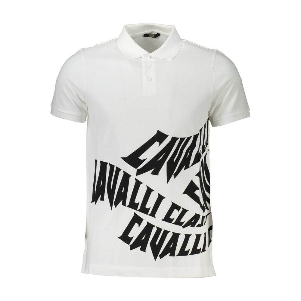 Cavalli Class White Cotton Men Polo CA-21307-XL