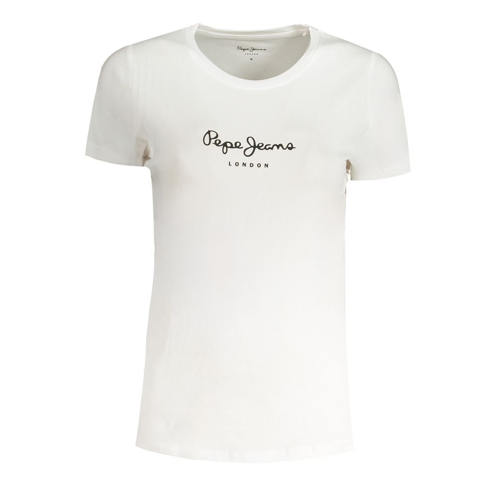 Pepe Jeans White Cotton Tops & T-Shirt 1728,67403481248,Clothing,L,M,New with tags,Pepe Jeans,S,Tops & T-Shirts - Women - Clothing,White,Women,Women - Clothing,XL,XS PE-31354-XS