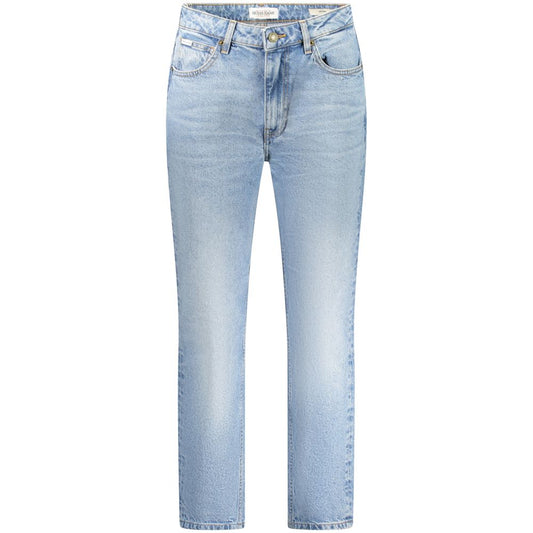 Guess Jeans Blue Cotton Women's Jean with washed effect, button and zip closure, five pockets, and comfortable stretch fabric.