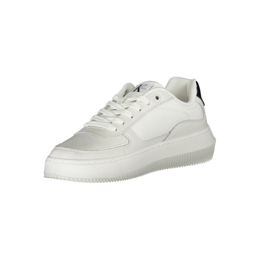 Calvin Klein Sleek White Lace-Up Sneakers with Contrast Details CA-28512-EU37/US7