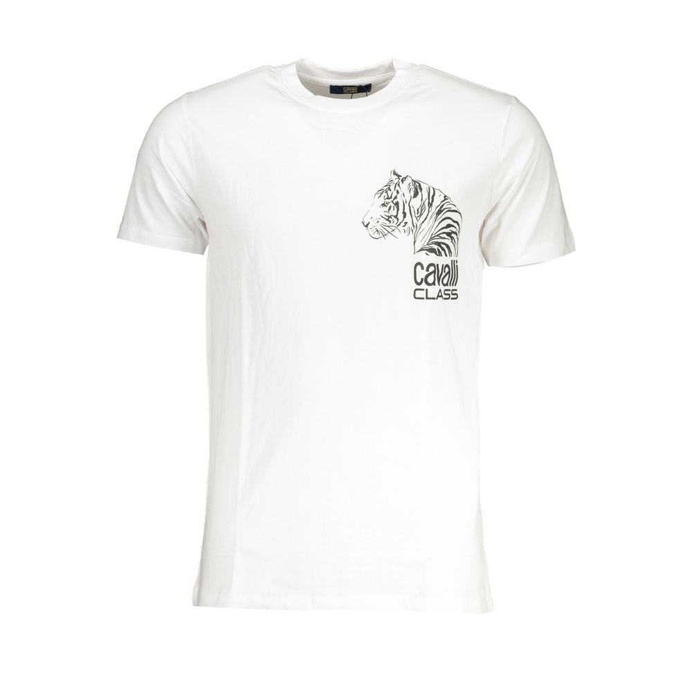 Cavalli Class White Cotton T-Shirt CA-28471-XL