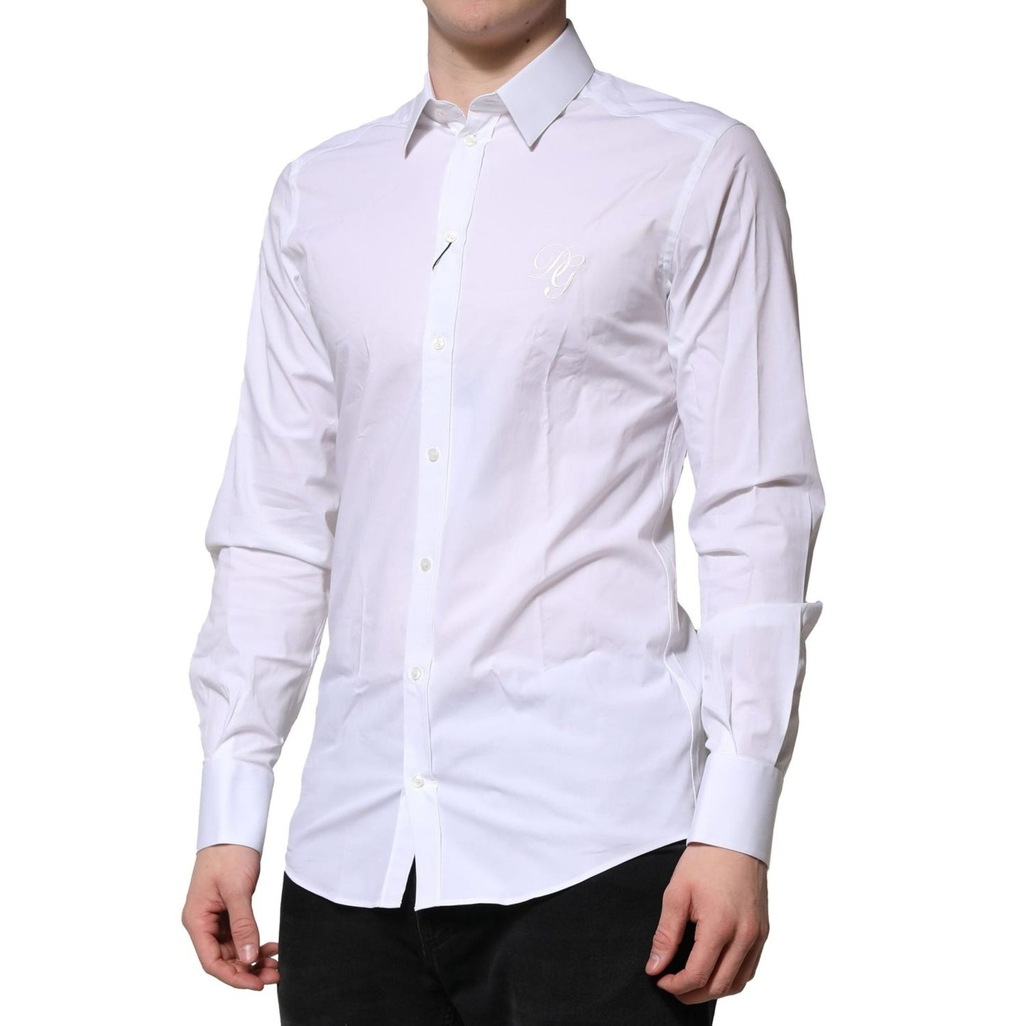 Dolce & Gabbana White Cotton GOLD Long Sleeves Formal Shirt TSH906812-40