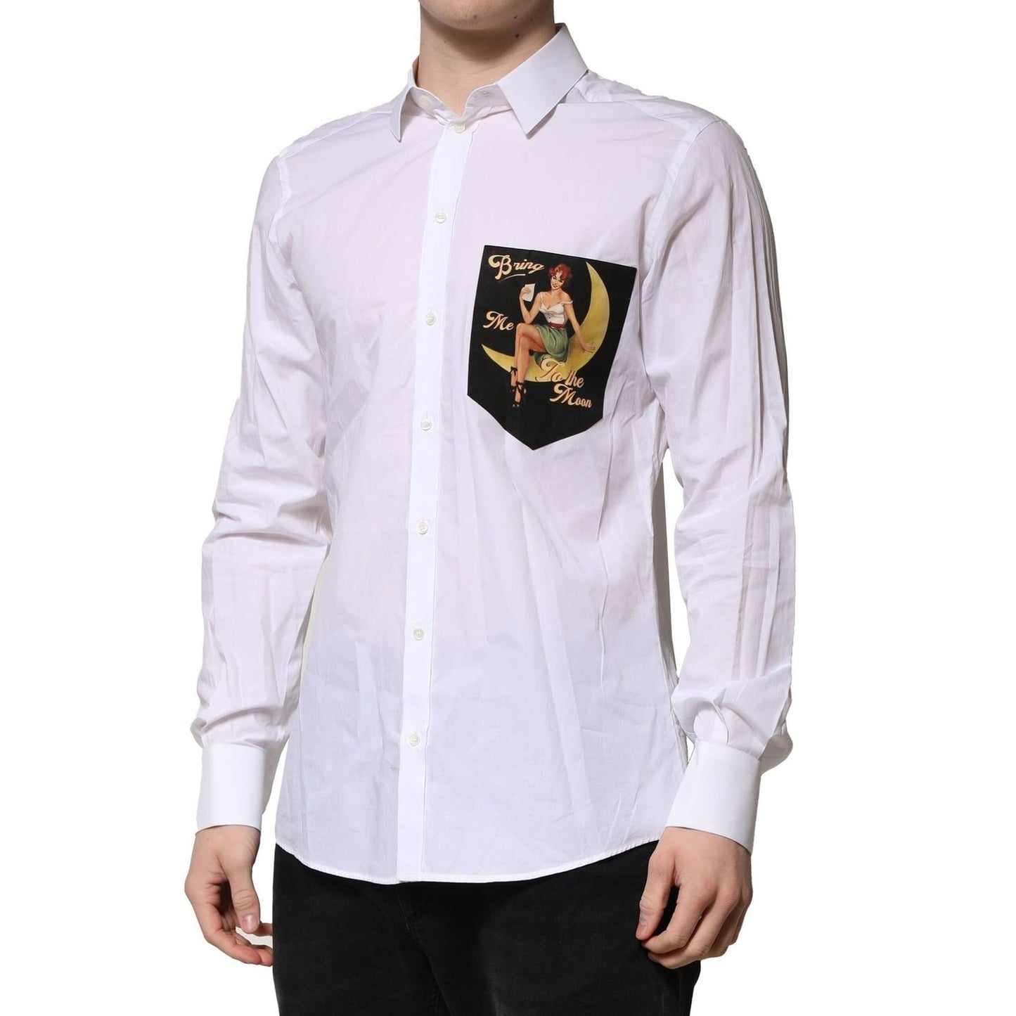 Dolce & Gabbana White Cotton MARTINI Long Sleeve Formal Shirt TSH906827-39