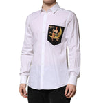Dolce & Gabbana White Cotton MARTINI Long Sleeve Formal Shirt TSH906827-39