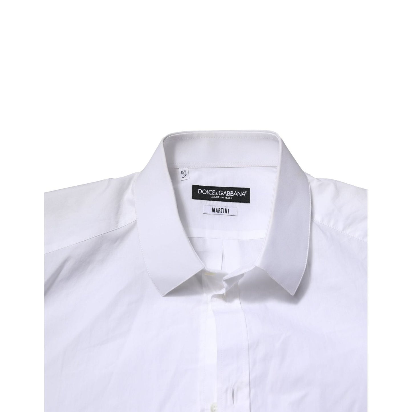 Dolce & Gabbana White Cotton MARTINI Long Sleeve Formal Shirt TSH906827-39