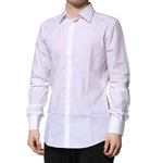 Dolce & Gabbana White Cotton Long Sleeves GOLD Formal Shirt TSH906829-37