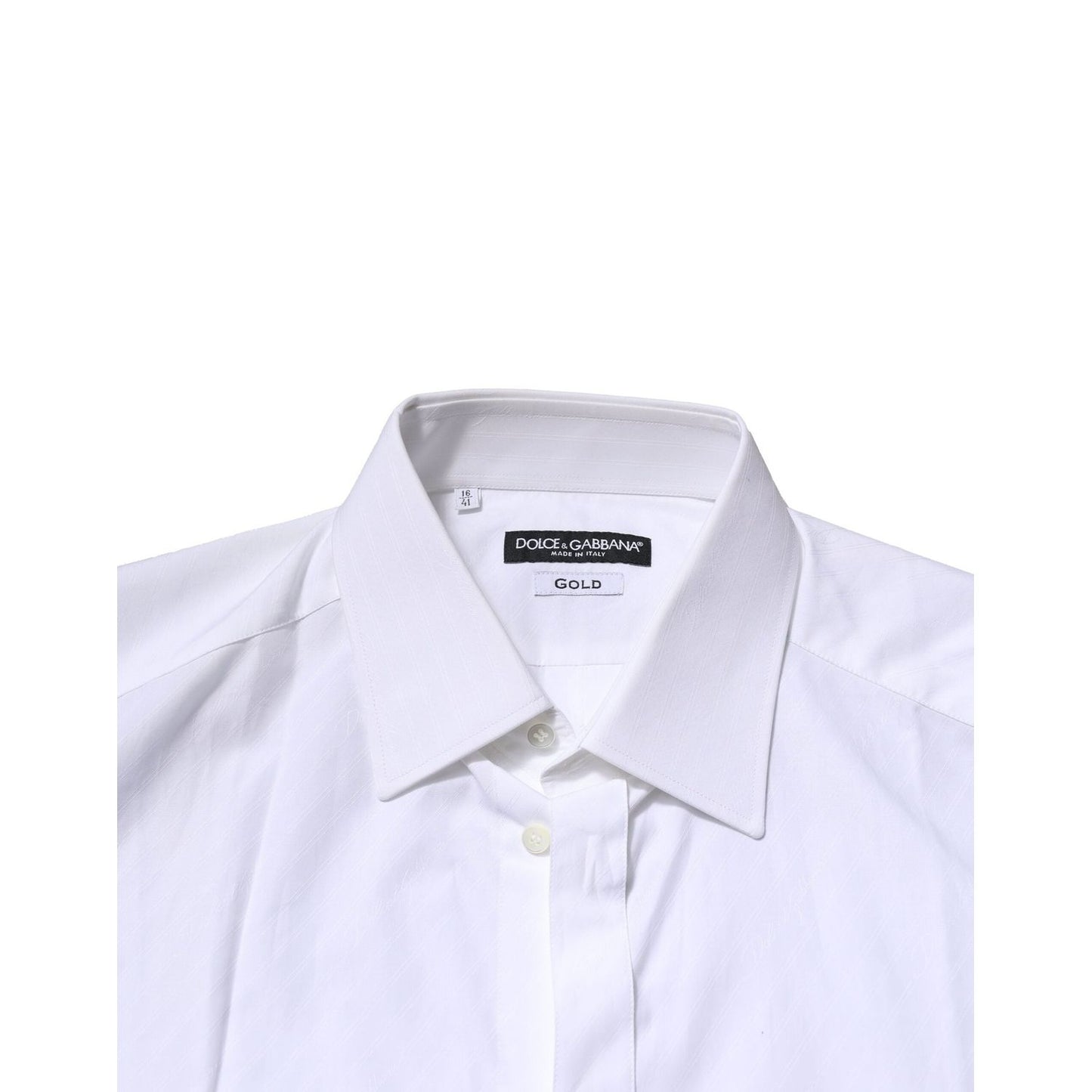 Dolce & Gabbana White Cotton Long Sleeves GOLD Formal Shirt TSH906829-37
