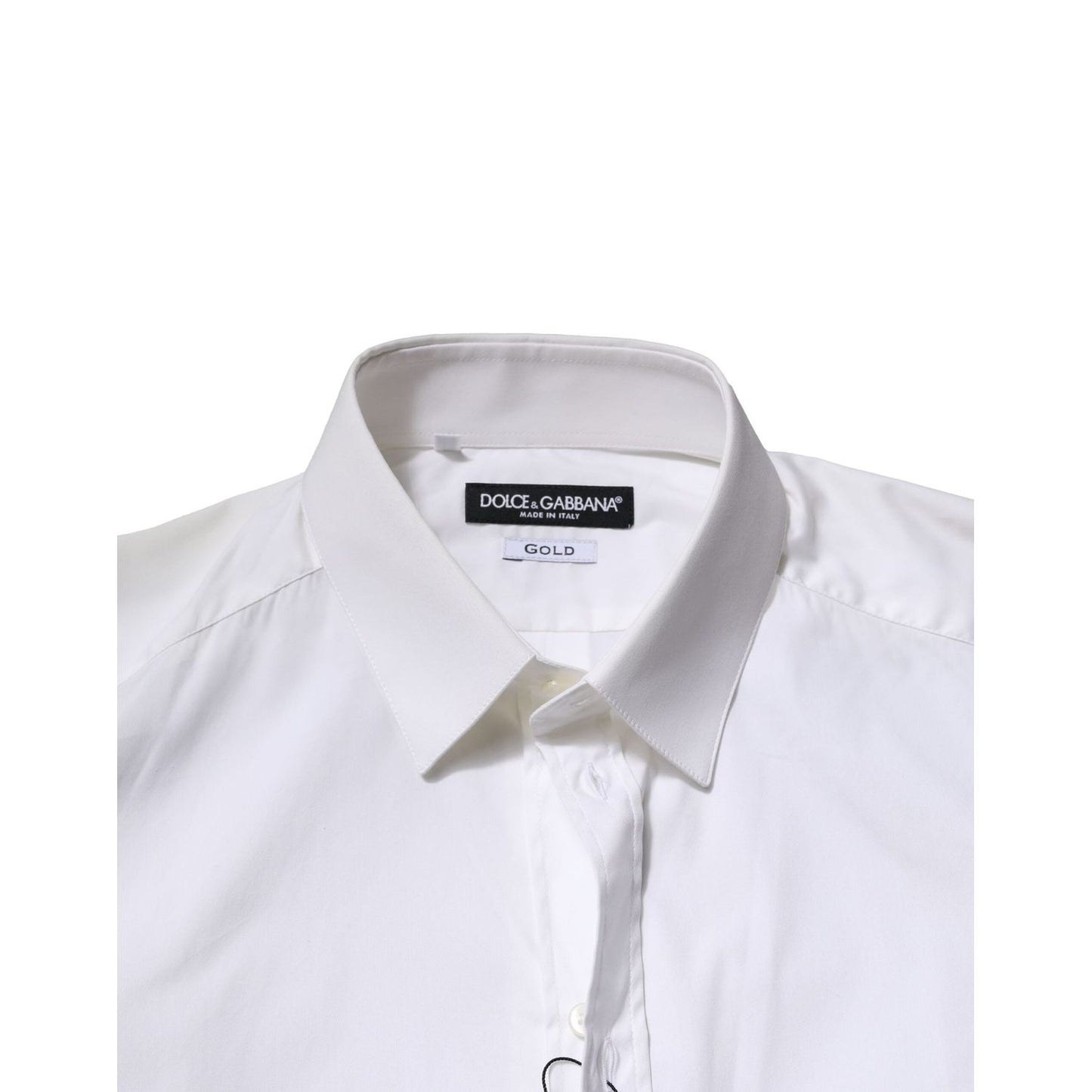 Dolce & Gabbana White Cotton GOLD Long Sleeves Formal Shirt TSH906830-38