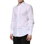 Dolce & Gabbana White Cotton GOLD Long Sleeves Formal Shirt TSH906838-39