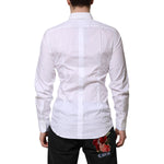 Dolce & Gabbana White Cotton GOLD Long Sleeves Formal Shirt TSH906838-39