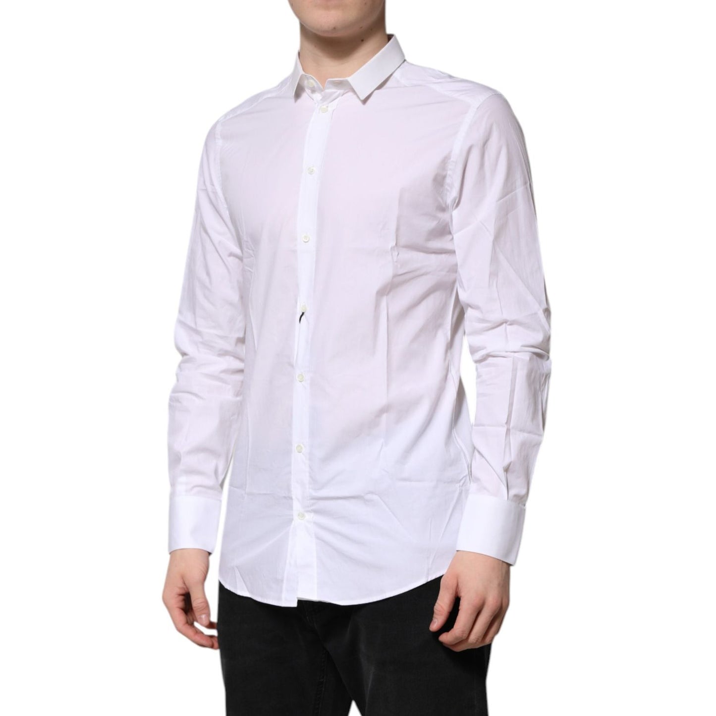 Dolce & Gabbana White Cotton GOLD Long Sleeves Formal Shirt TSH906844-40