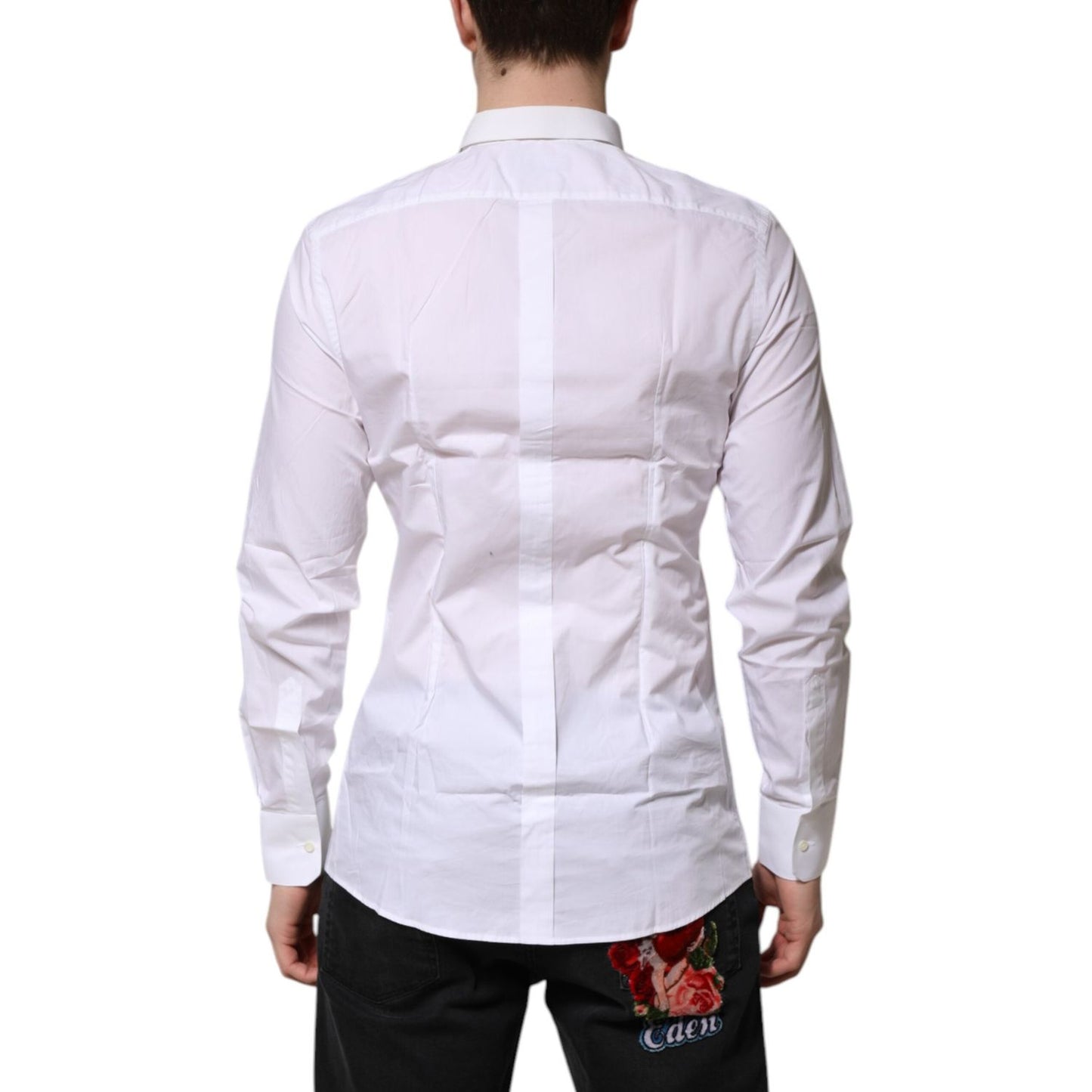Dolce & Gabbana White Cotton GOLD Long Sleeves Formal Shirt TSH906844-40