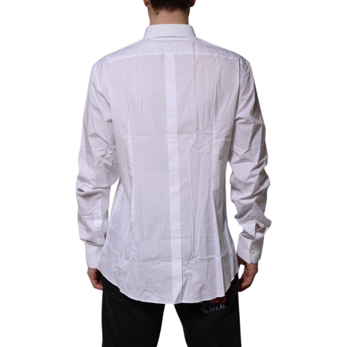 Dolce & Gabbana White Cotton GOLD Long Sleeves Formal Shirt TSH906849-45