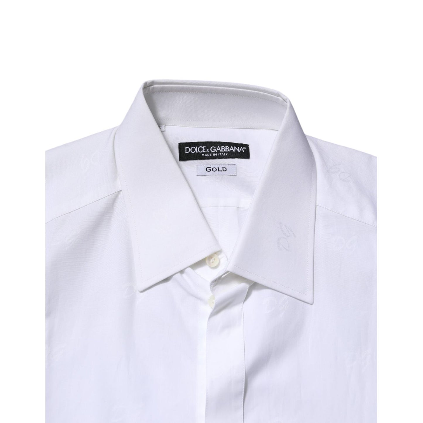 Dolce & Gabbana White Cotton GOLD Long Sleeves Formal Shirt TSH906851-41