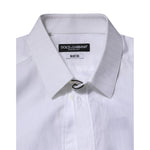 Dolce & Gabbana White Cotton MARTINI Long Sleeve Formal Shirt TSH906852-40