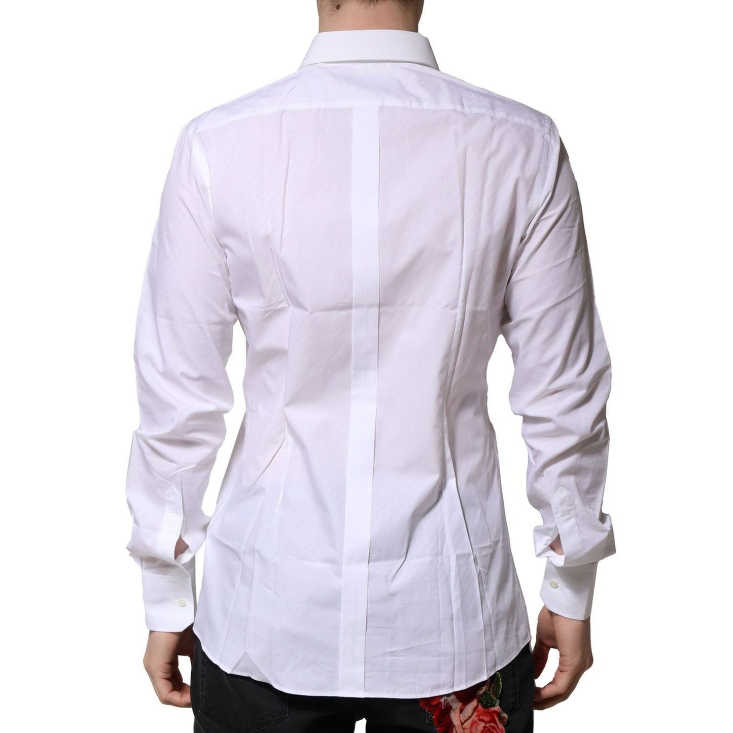 Dolce & Gabbana White Cotton GOLD Long Sleeves Formal Shirt TSH906853-40