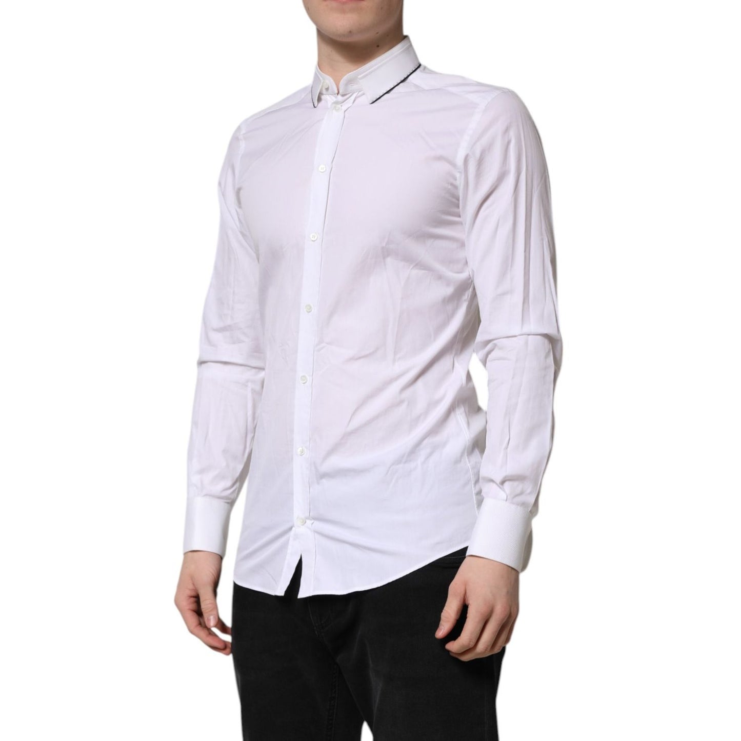 Dolce & Gabbana White Cotton GOLD Long Sleeves Formal Shirt TSH906854-39