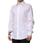 Dolce & Gabbana White Cotton GOLD Long Sleeves Formal Shirt TSH906855-41