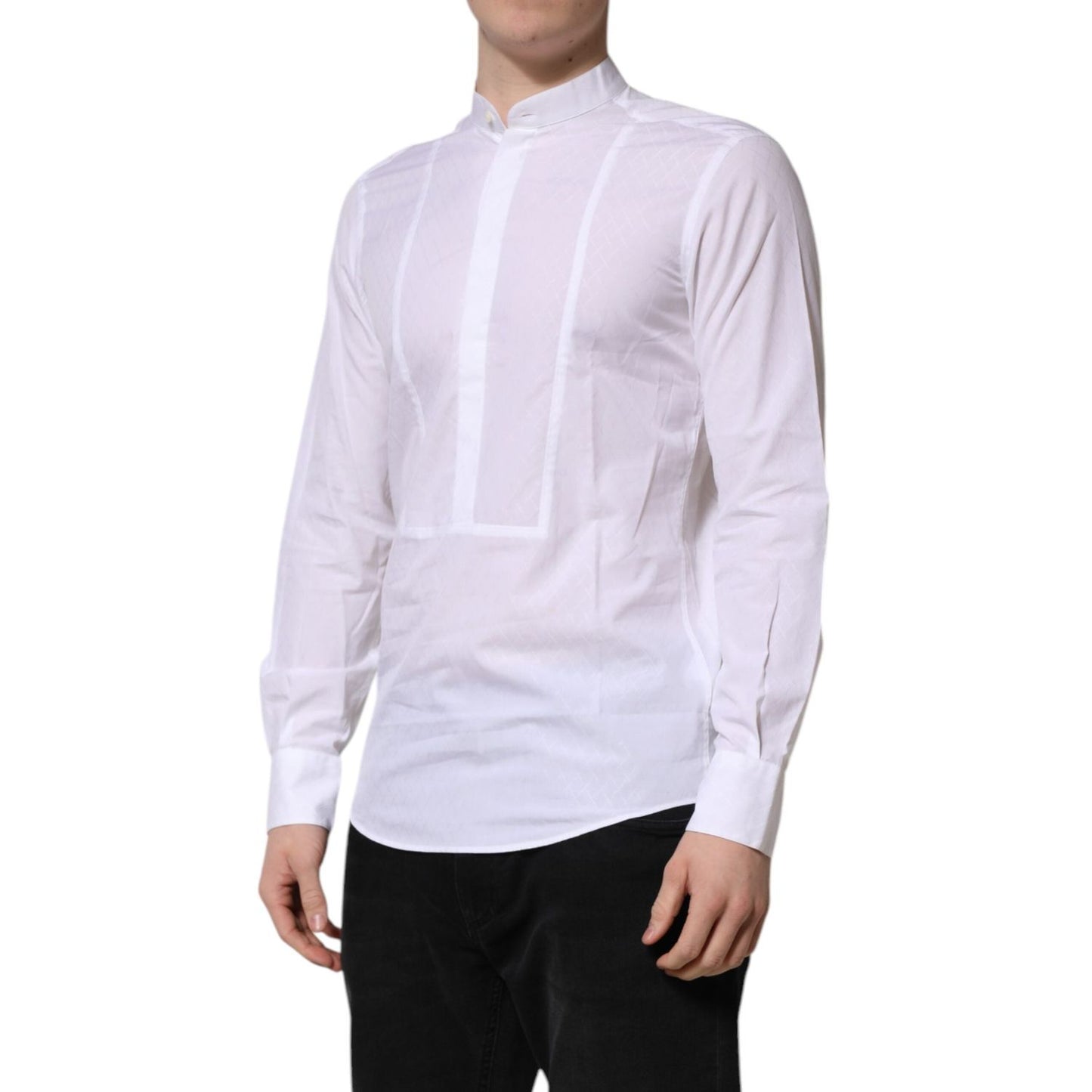 Dolce & Gabbana White Cotton Slim Long Sleeves Formal Shirt TSH906856-38