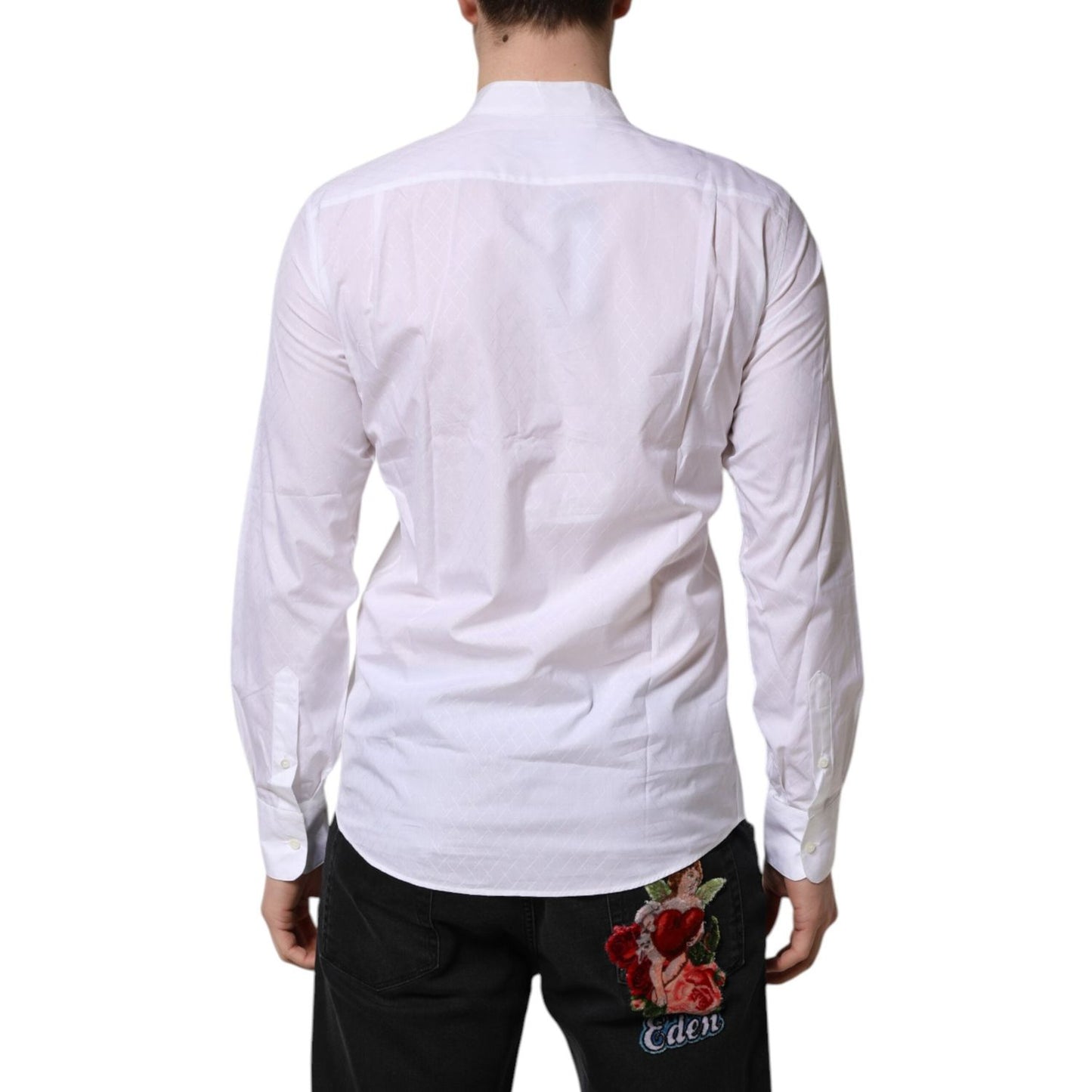 Dolce & Gabbana White Cotton Slim Long Sleeves Formal Shirt TSH906856-38