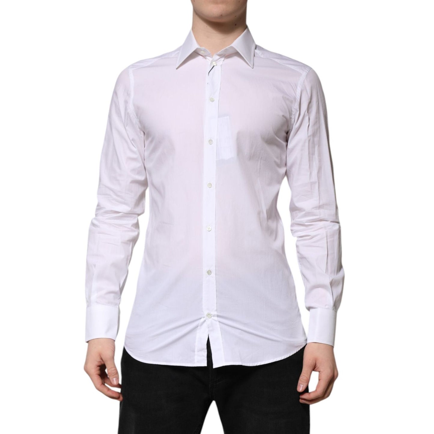 Dolce & Gabbana White GOLD Long Sleeves Dress Men Formal Shirt TSH906864-38