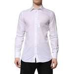 Dolce & Gabbana White GOLD Long Sleeves Dress Men Formal Shirt TSH906864-38