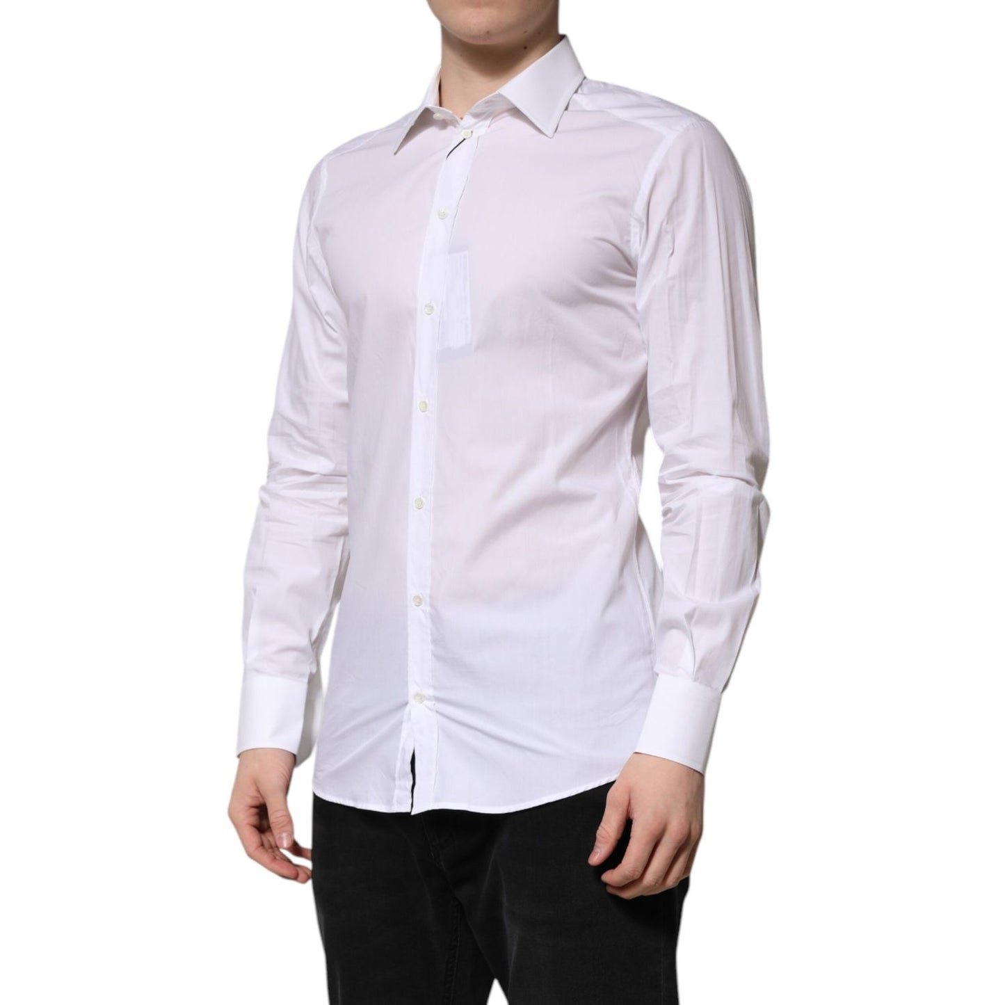 Dolce & Gabbana White GOLD Long Sleeves Dress Men Formal Shirt TSH906864-38