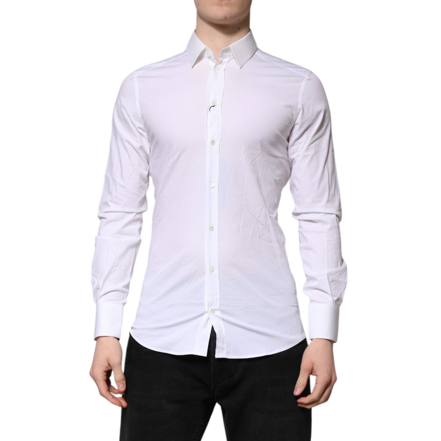 Dolce & Gabbana White GOLD Long Sleeves Dress Formal Shirt TSH906865-37