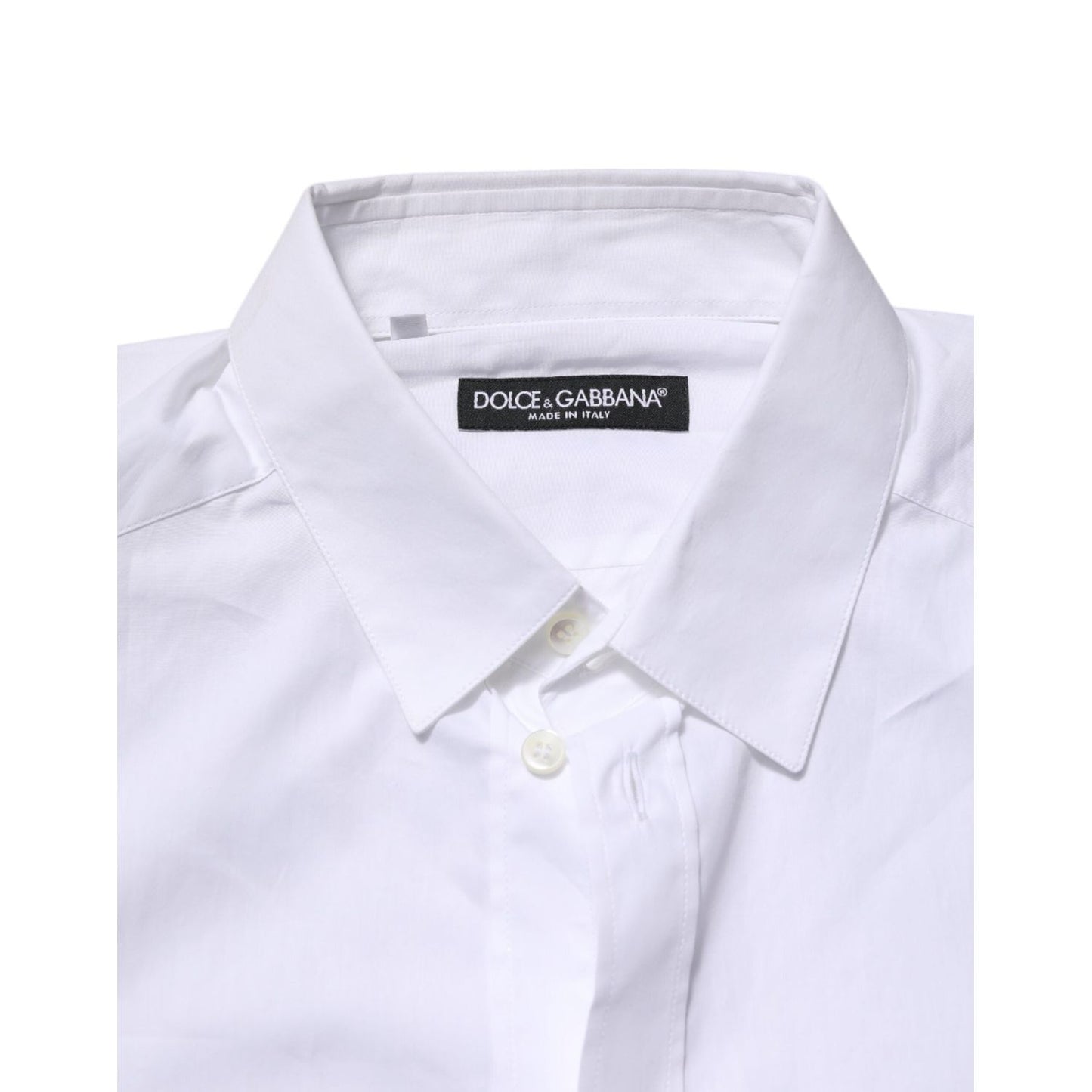 Dolce & Gabbana White Cotton Long Sleeves Dress Formal Shirt TSH906873-39